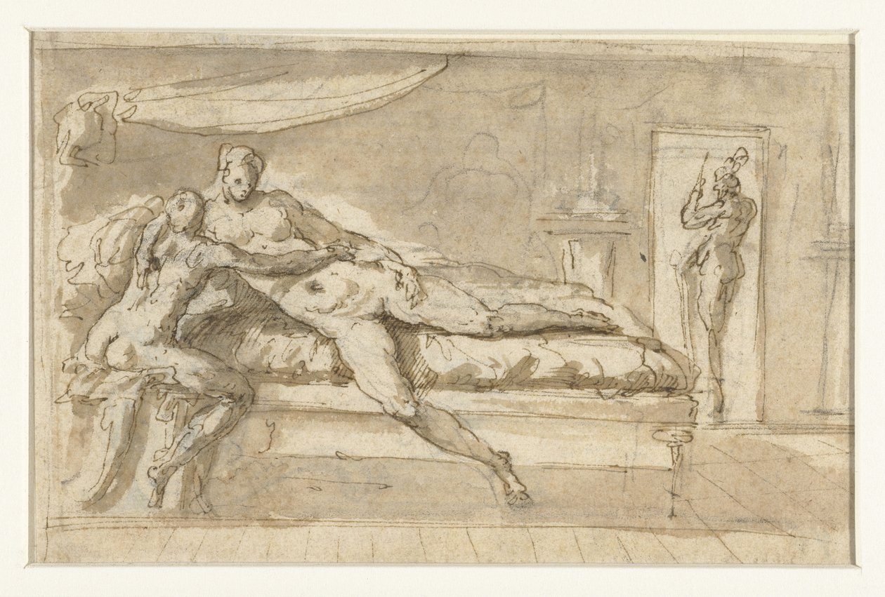 Amor og Psyche i et rom av Perino del Vaga (possibly)