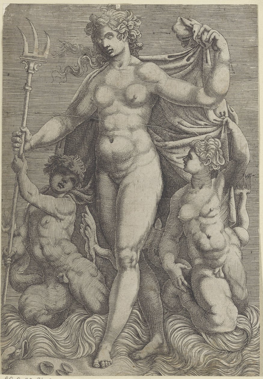 Thetis med to tritoner Neptun og Thetis med havguder og sjøhester (serietittel) av Perino del Vaga
