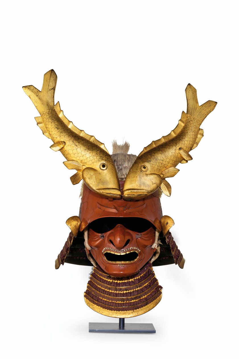 En kawari kabuto (eksotisk hjelm) (viltebust og lakkert jern) av Period Momoyama