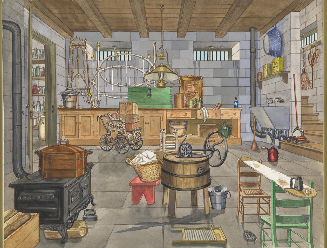 Kjeller av Urban House, 1910, ca. 1947. av Perkins Harnly