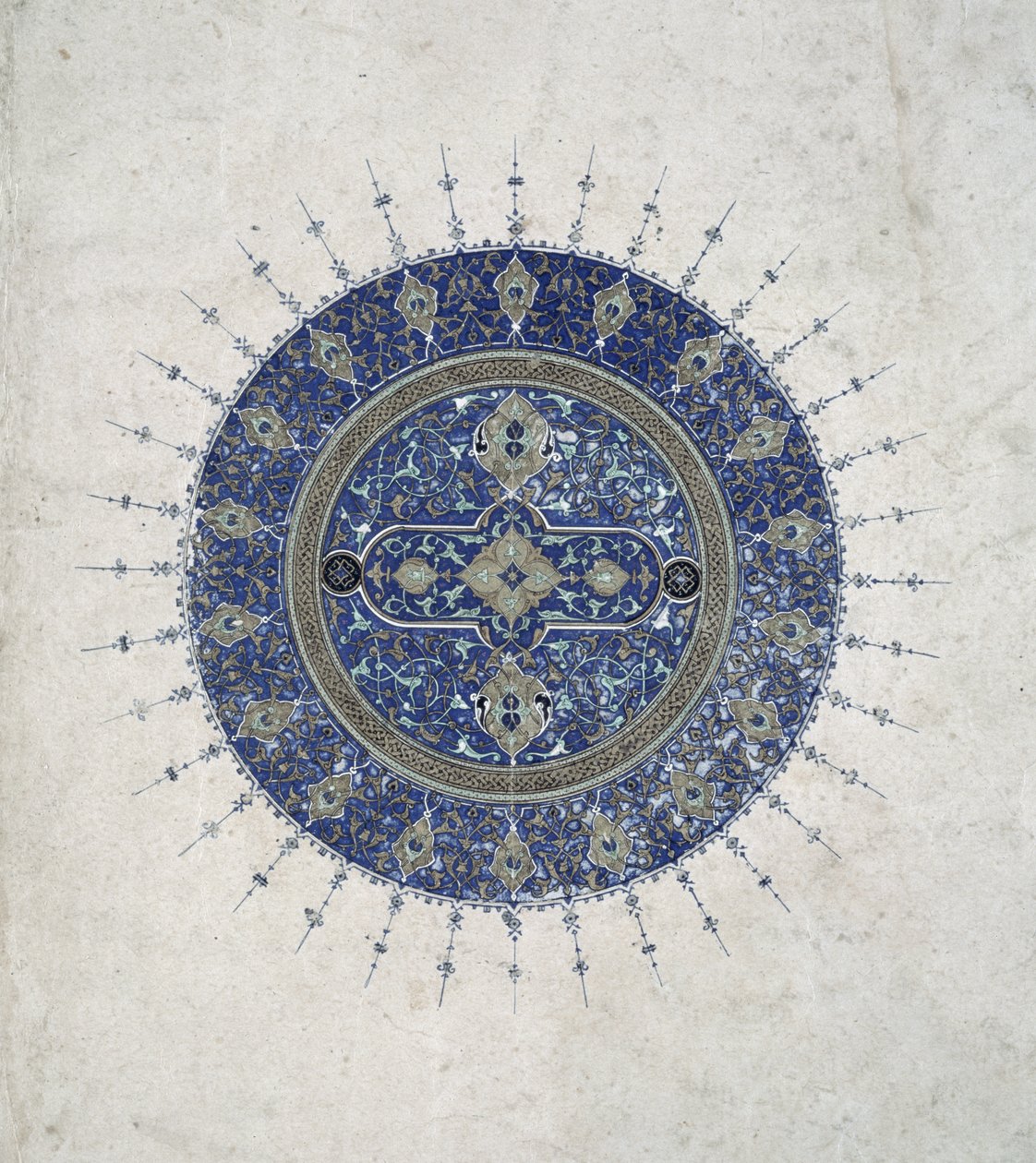 En shamsa, eller liten sol, fra en persisk oversettelse av Annals of the Apostles and Kings opprinnelig skrevet av Tabari (ca. 839-923) på arabisk, 1470 av Persian School