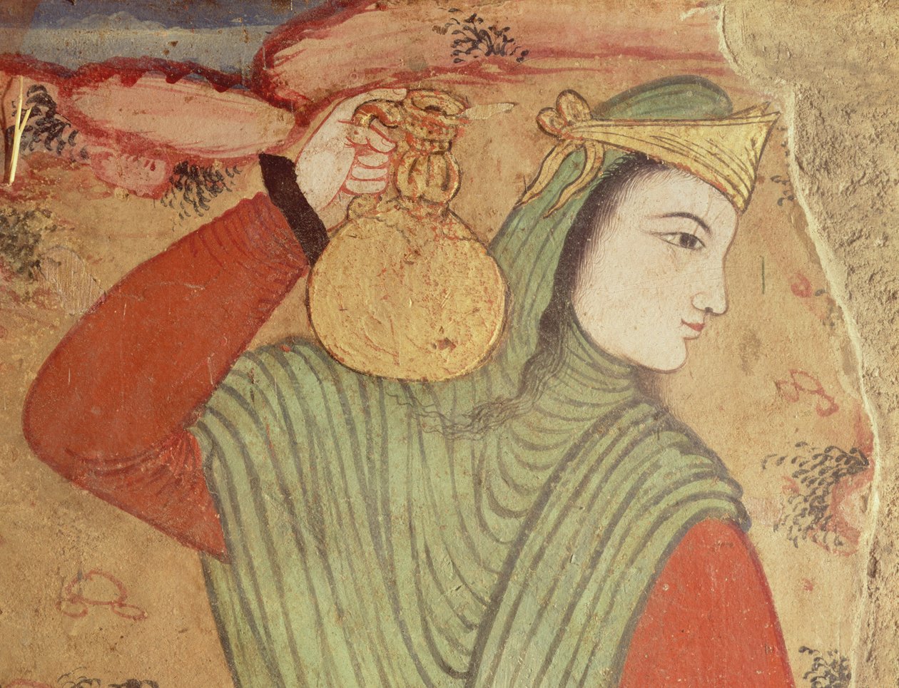 Mann som bærer vin fra domstolen til Shah Abbas I, 1585-1625 (detalj) av Persian School