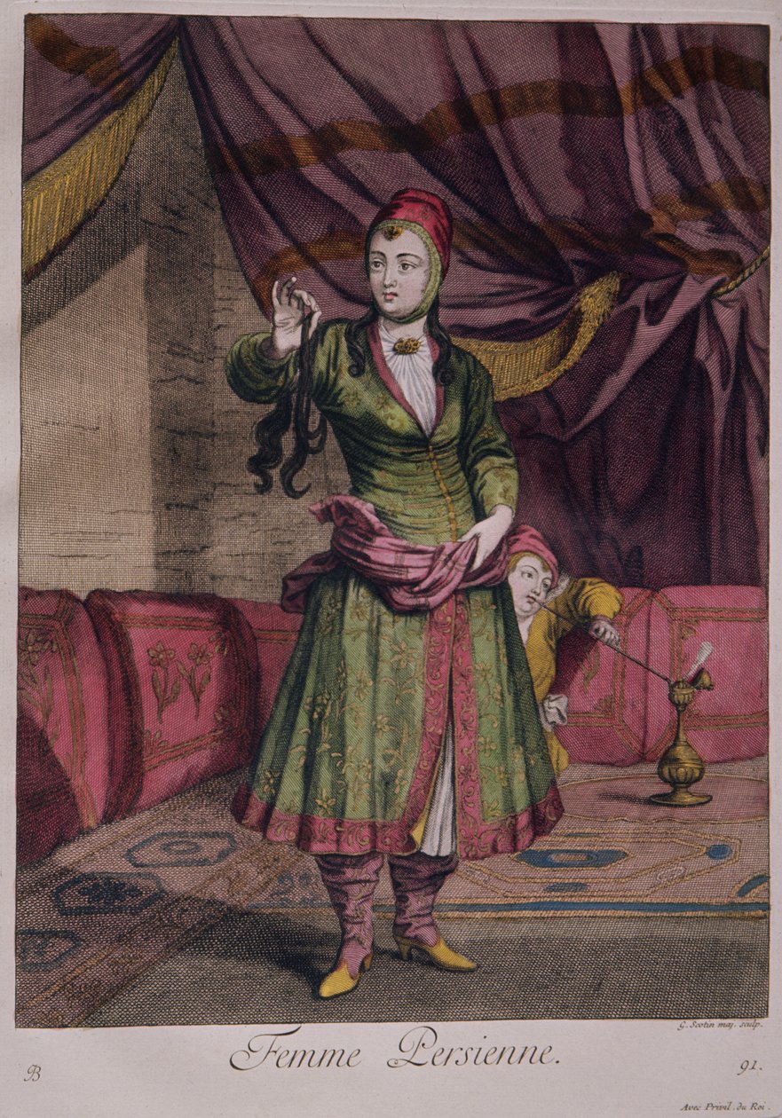 Portrett av en dame fra Book of Designs, 1712-13 av Persian School