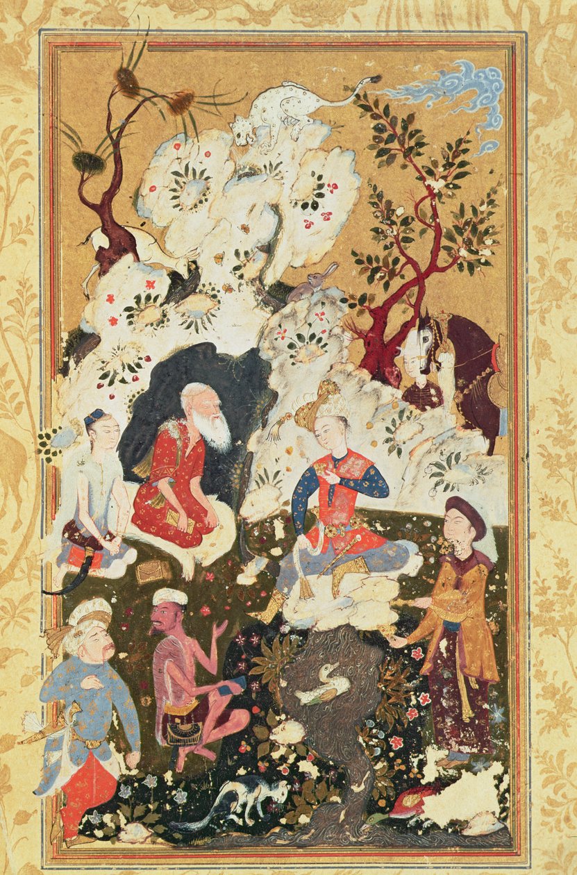 Prins på besøk hos en asket, fra 'The Book of Love', Safavid-dynastiet av Persian School