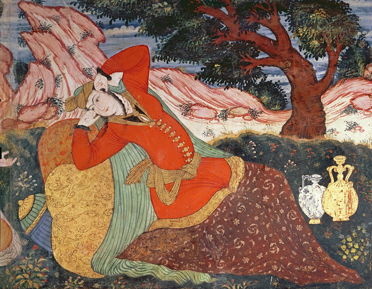 Kvinne fra domstolen til Shah Abbas I, 1585-1627 (detalj) av Persian School