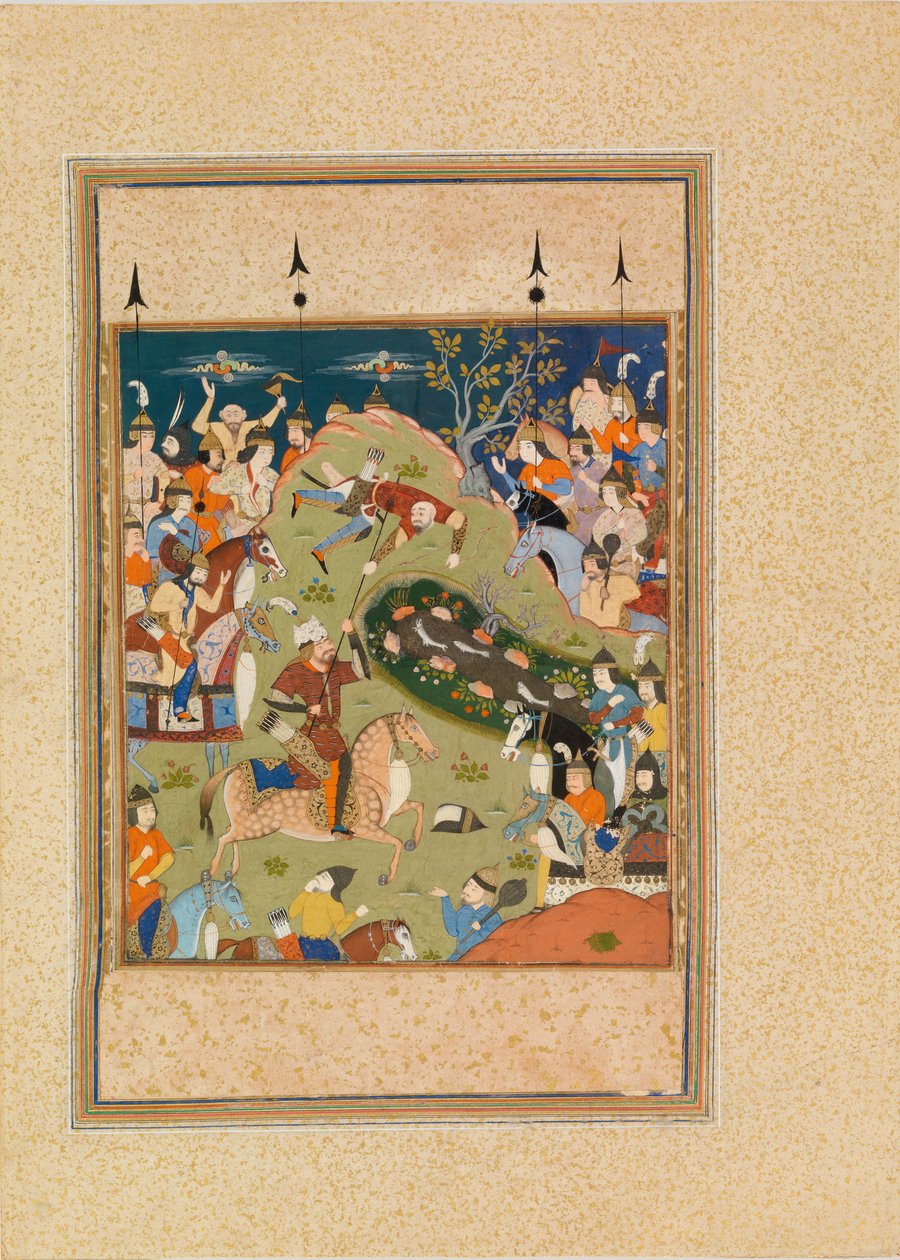 Kampscener (wc og gouache på vellum) av Persian School