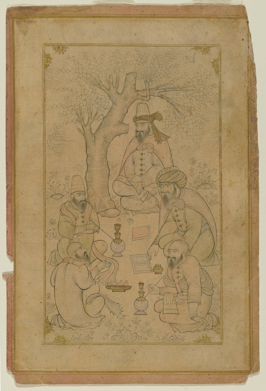 A Gathering of Dervishes, midten av 1600-tallet (blekk og lys fargevask på papir) av Persian School