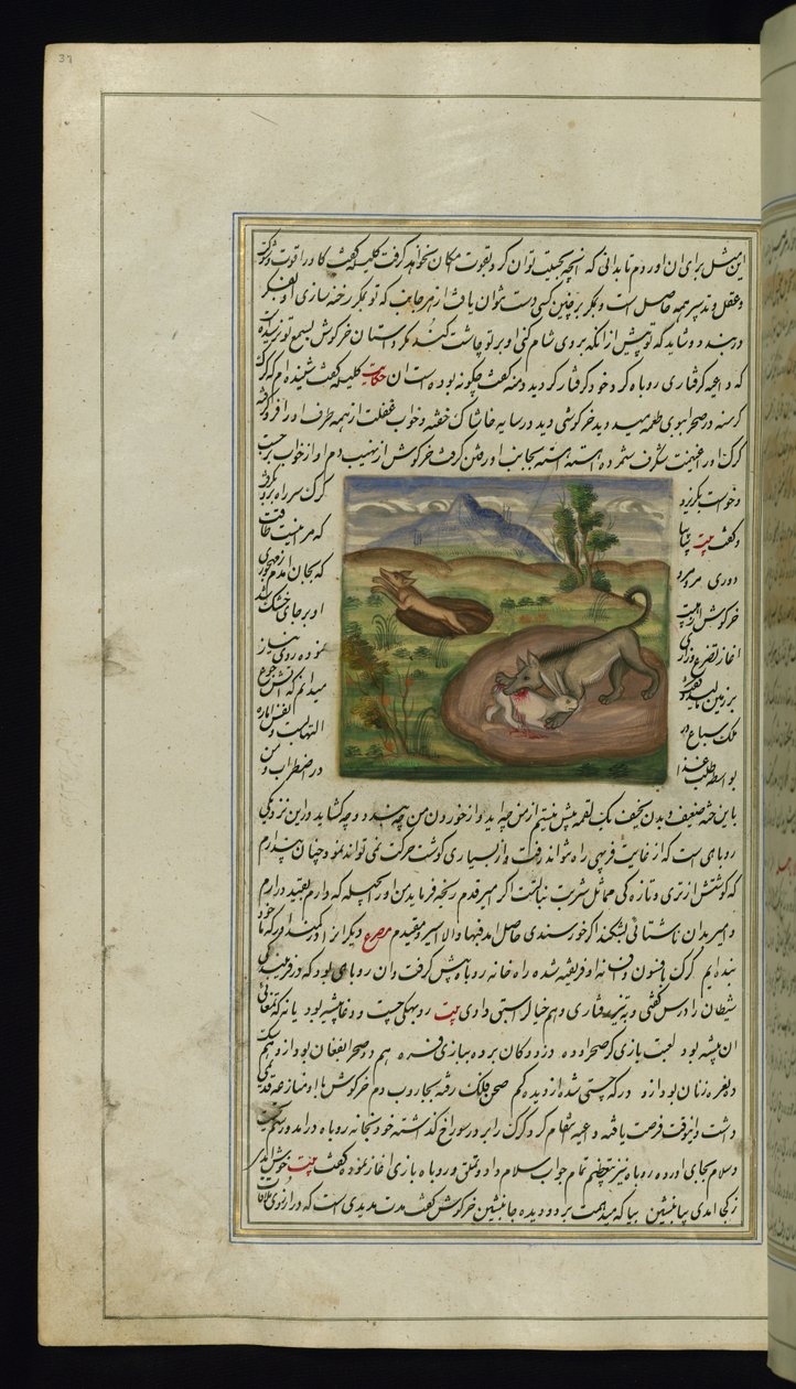 En sjakal sluker en hare fra Lights of Canopus, 1847 av Persian School