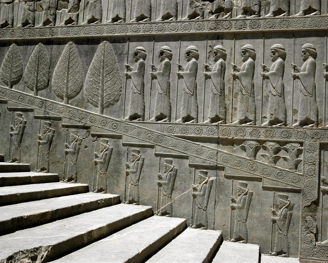 Vakter fra Susa og Persia. Relieffer av den østlige trappen til Apadana, 600-tallet f.Kr av Persian School