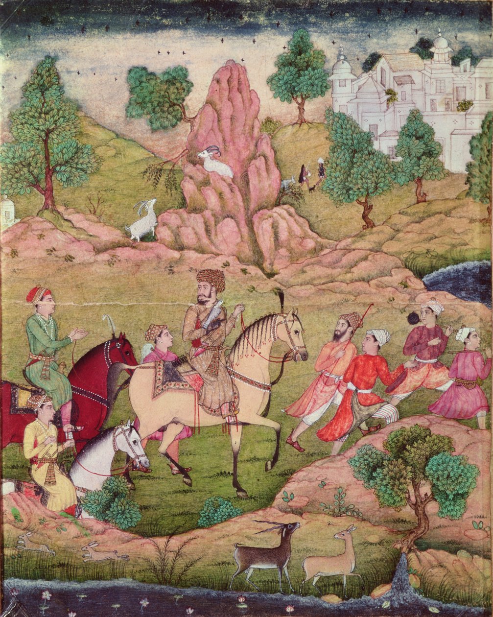 Jakt med en falk, Safavid-dynastiet (1502-1736) av Persian School
