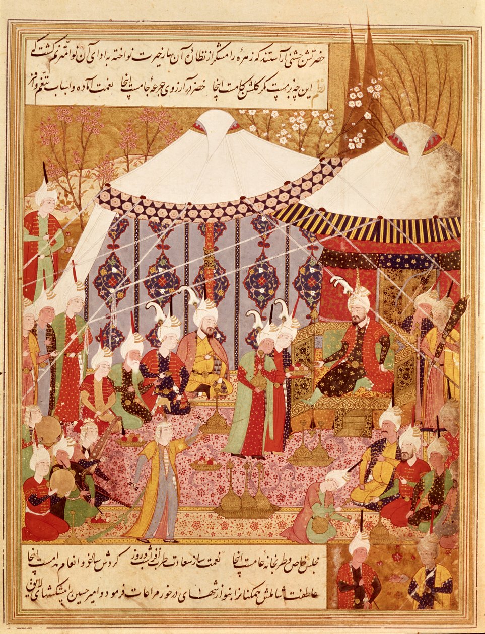 Or.1359 fol. 35 v. Sultan Bayazid Fanget av Timur, 1402 fra Zafarnama 1533 (blekk på vellum) av Persian School