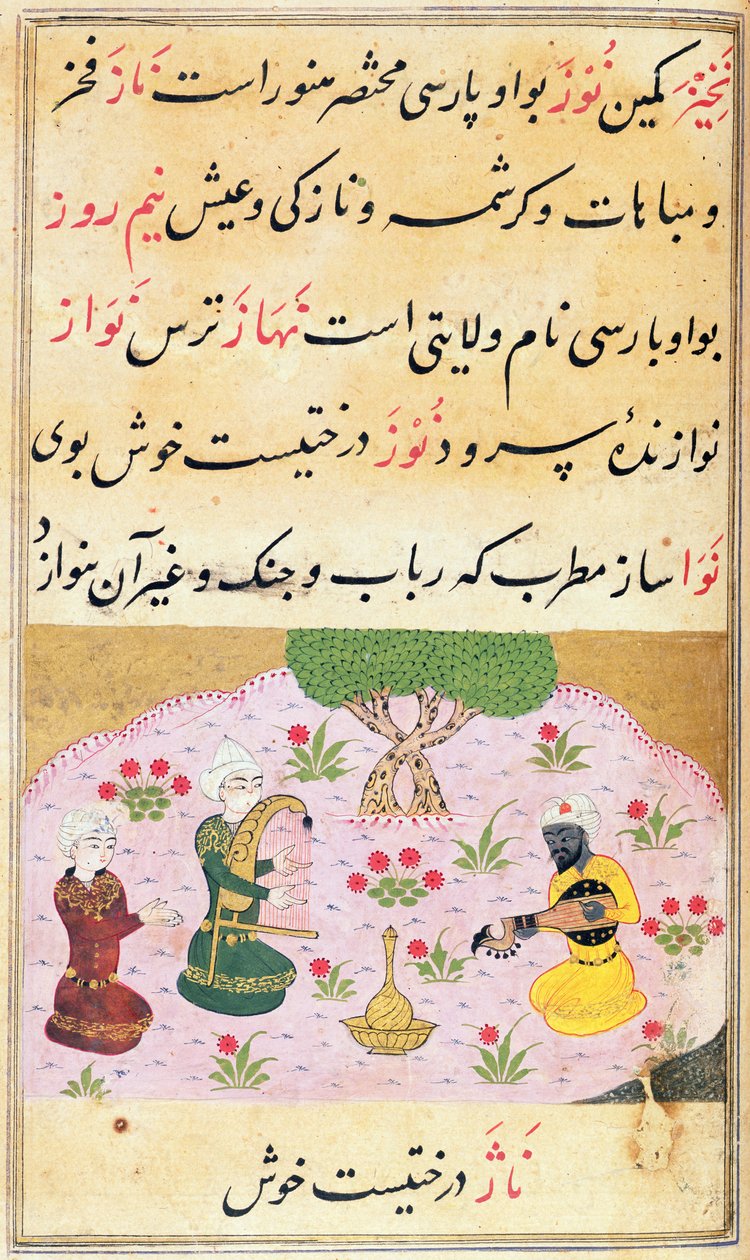 Or.3299 f.279 Musikere som spiller en melodi (nava) av Persian School
