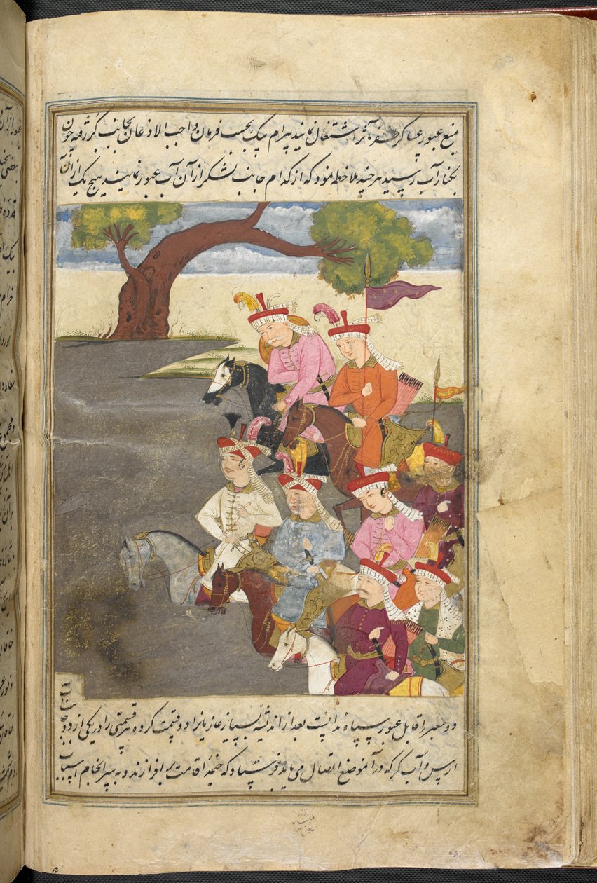 Eller. 3248, f. 55v Shah Ismail and the qizilbash, fra 'History of Shah Isma'il', ca. 1650 (vellum) av Persian School