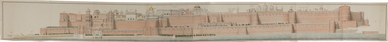 Panorama av fortet Agra av Persian School