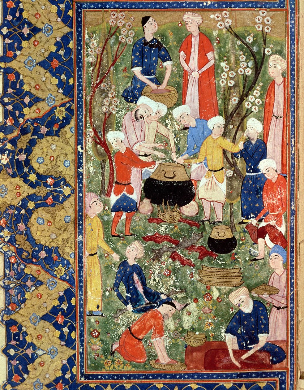 Tilbereder et måltid, illustrasjon fra et episk dikt av Hafiz Shirazi, Safavid av Persian School