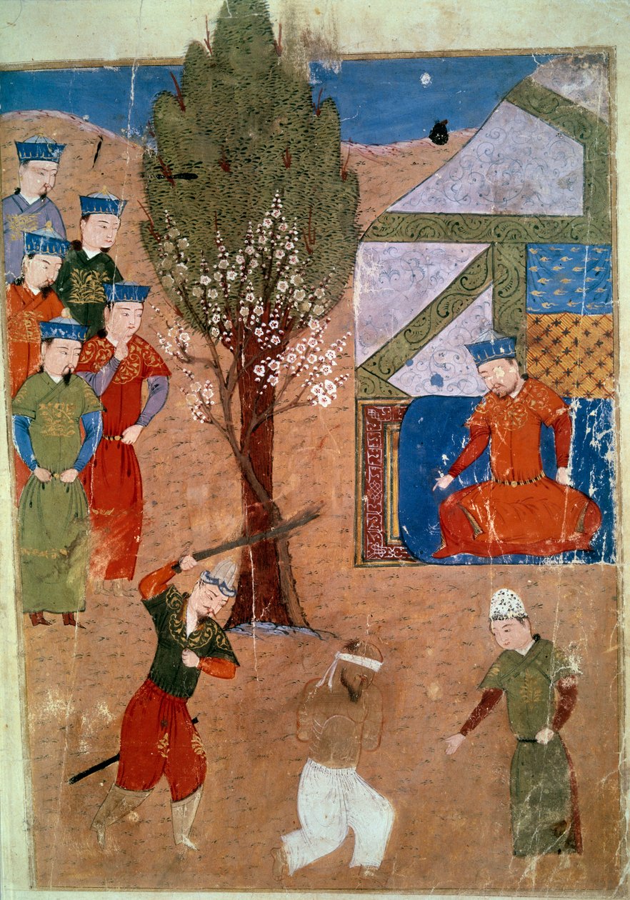 Representasjon av Chaghtai Khan (1227-1242) på tronen hans, han er sønn av Genghis Khan persisk miniatyr hentet fra "Jami al-tawarikh" (Jami al-tawarikh) eller "Universal History" av historikeren Rashid al-din (al din) ) (1247-1318) Rundt 1430. Paris, B.N. av Persian School