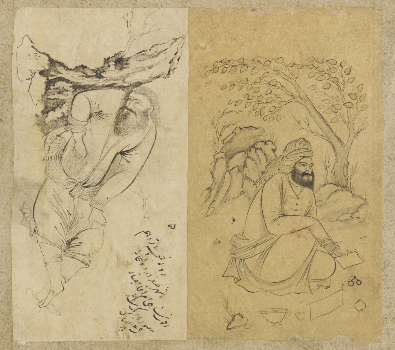 Hvilende mann, Isfahan, Safavid-dynastiet, 1639 (blekk på papir) av Persian School