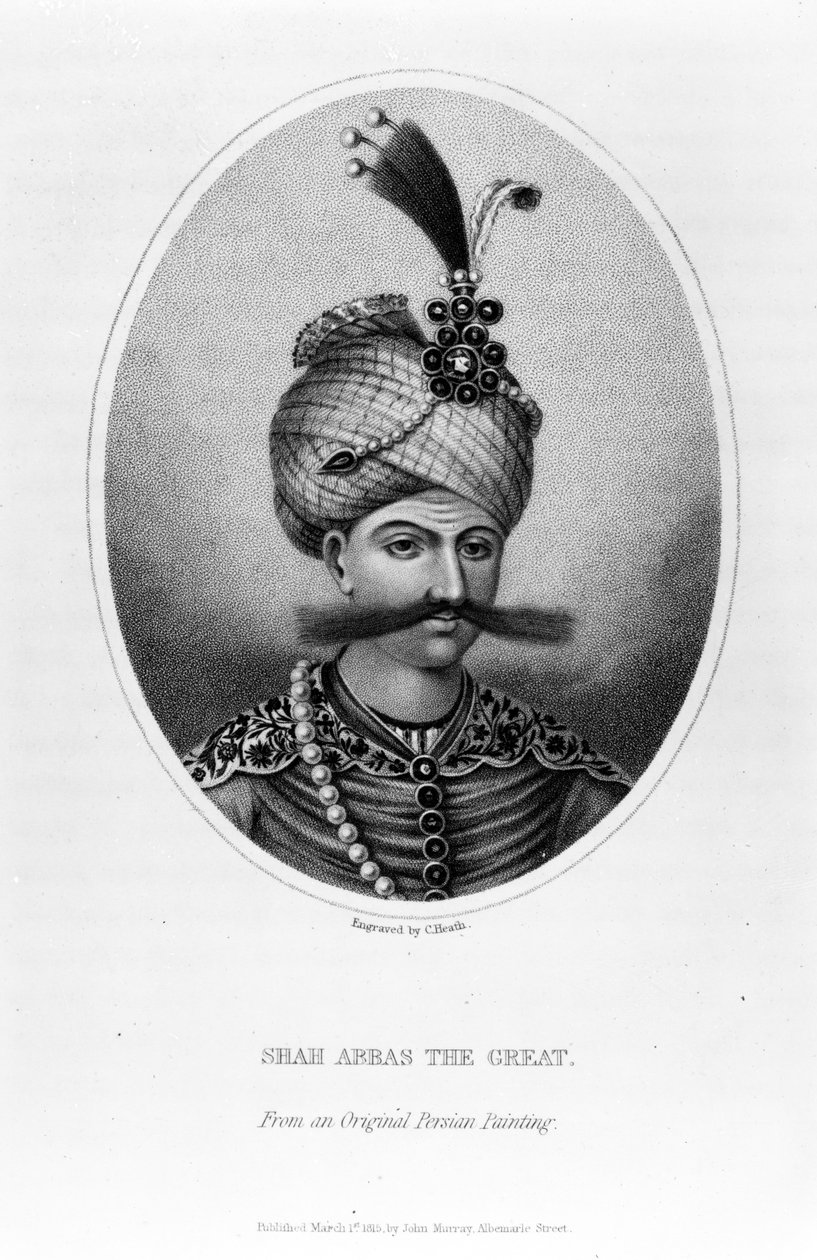 Shah Abbas den store, trykk laget av C. Heath, 1815 av Persian School