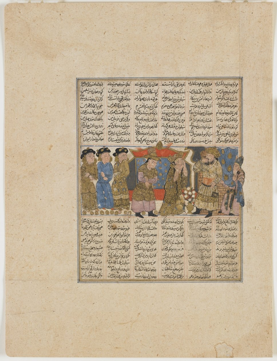 Sudaba kommer med anklager mot Siyavush, fra en Shahnama (Kongenes bok) av Firdawsi (d.1020) (ugjennomsiktig akvarell, blekk, gull og sølv på papir) av Persian School