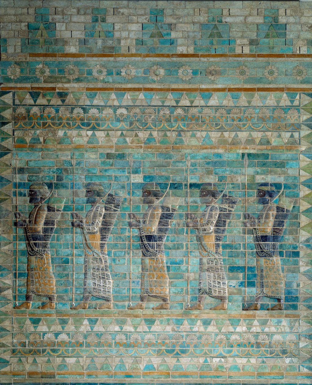 Bueskytternes frise, fra palasset til Darius I, kongen av Persia, i Susa (6. århundre f.Kr.). E-postet murrelieffbunn. 510 f.Kr. Paris, Louvre-museet. av Persian School