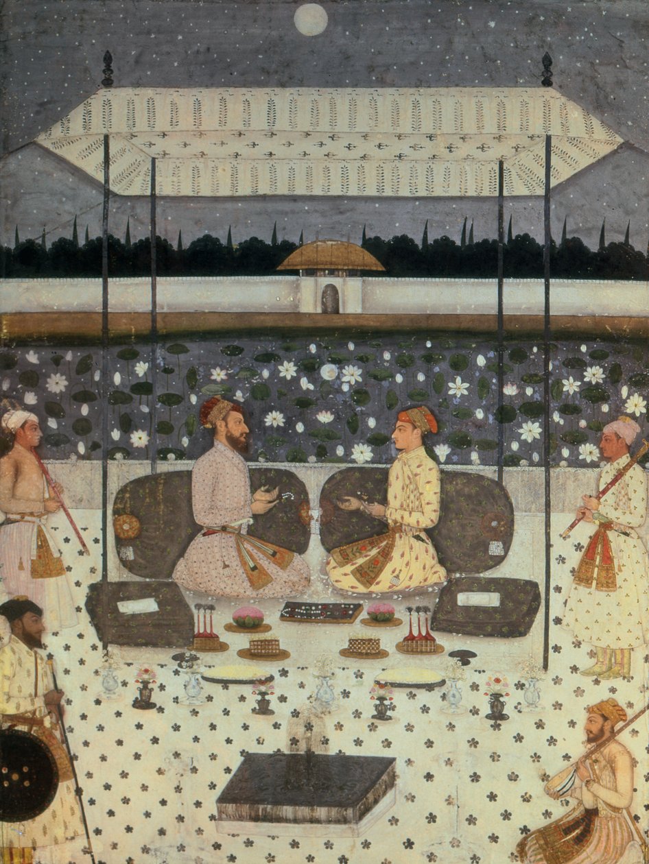 To Moghul-prinser som samtaler om natten, ca. 1480-90 av Persian School