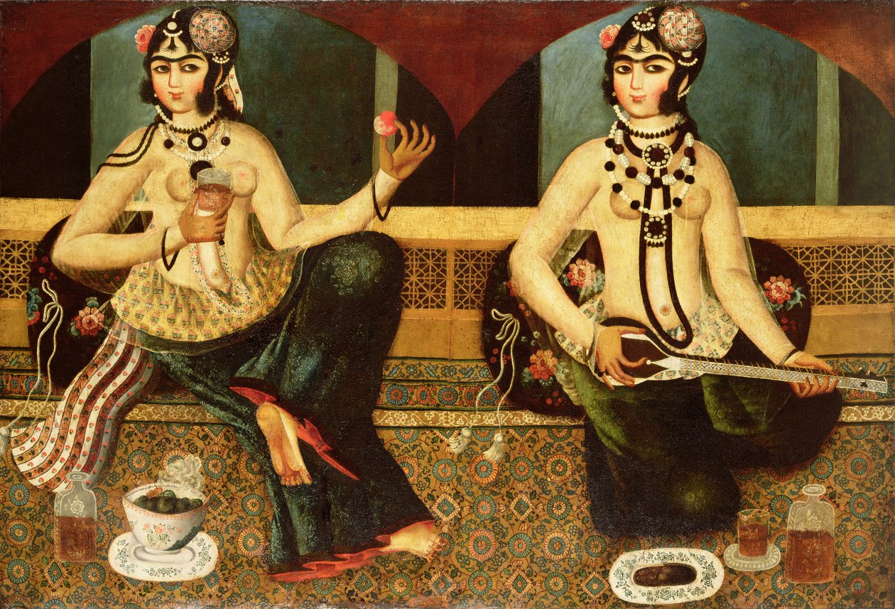 To haremdamer, Qajar, persisk, ca. 1811-14 av Persian School