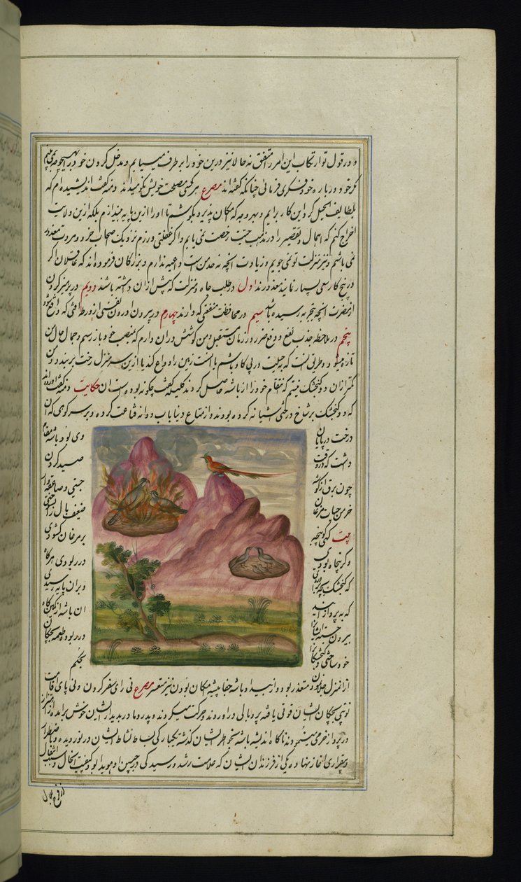 To spurver satt i brann og en falk fra Lights of Canopus av Persian School