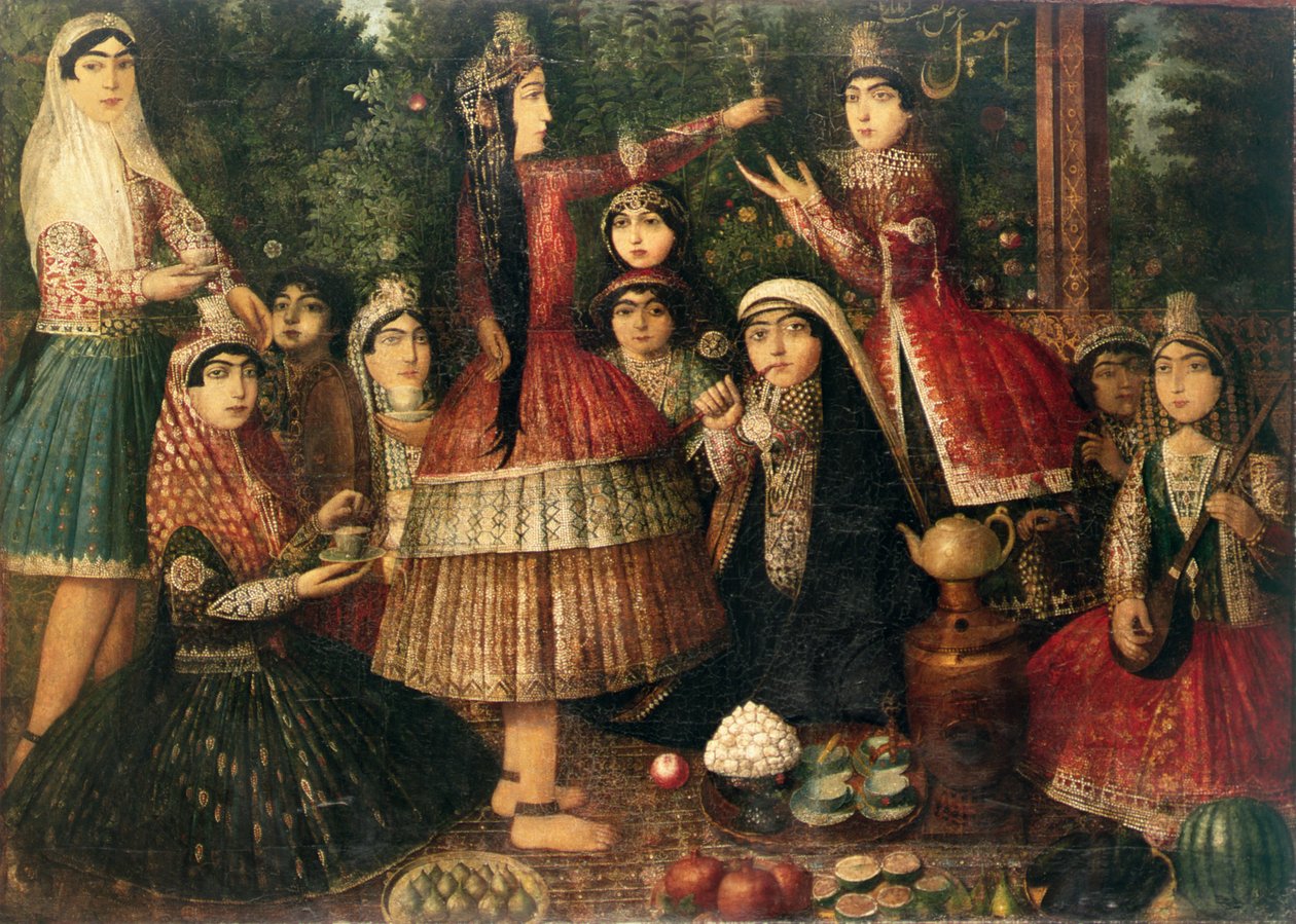 Kvinner og barn i en hage, 1800-tallet av Persian School