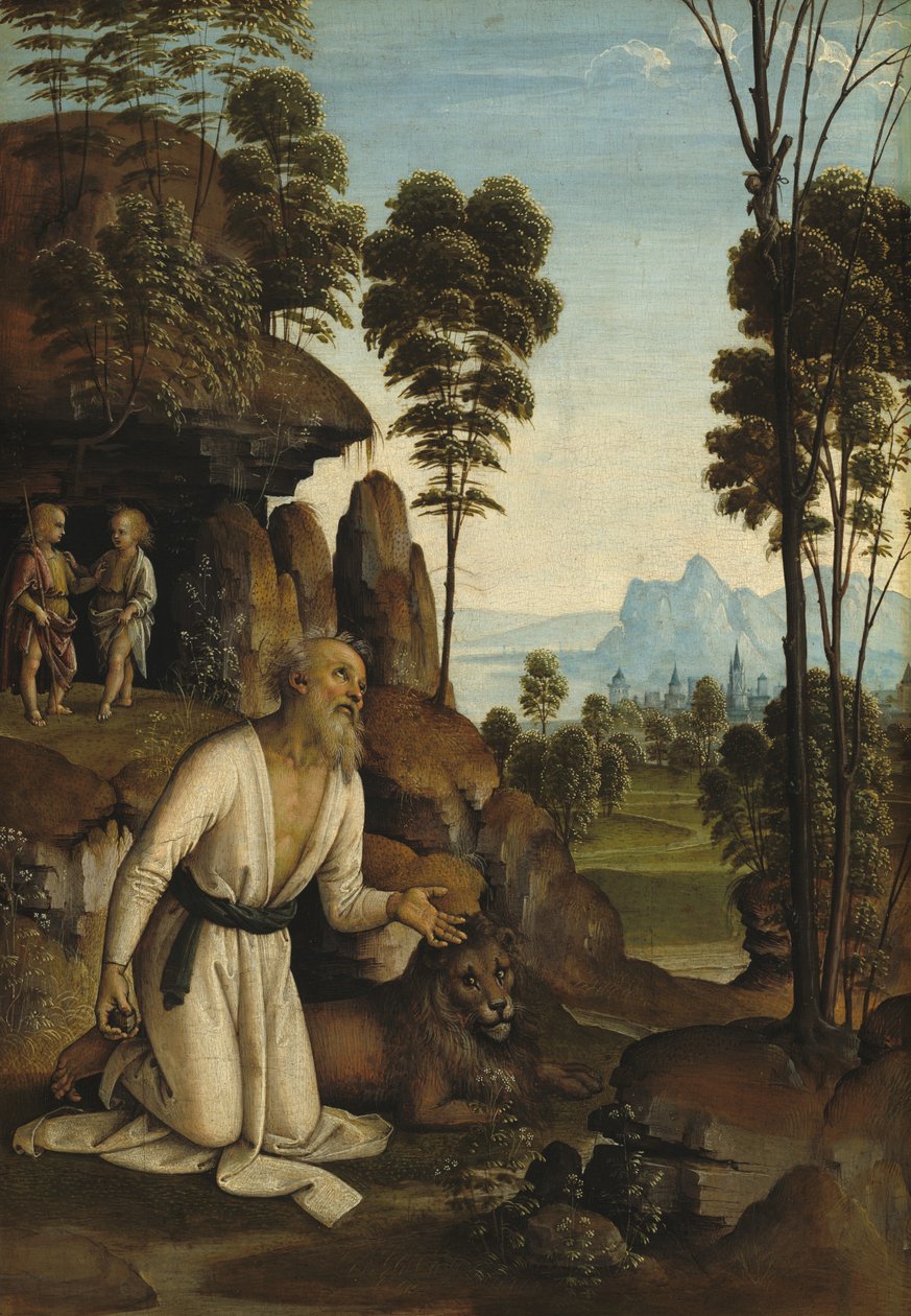 Saint Hieronymus i villmarken, ca. 14901500. av Perugino