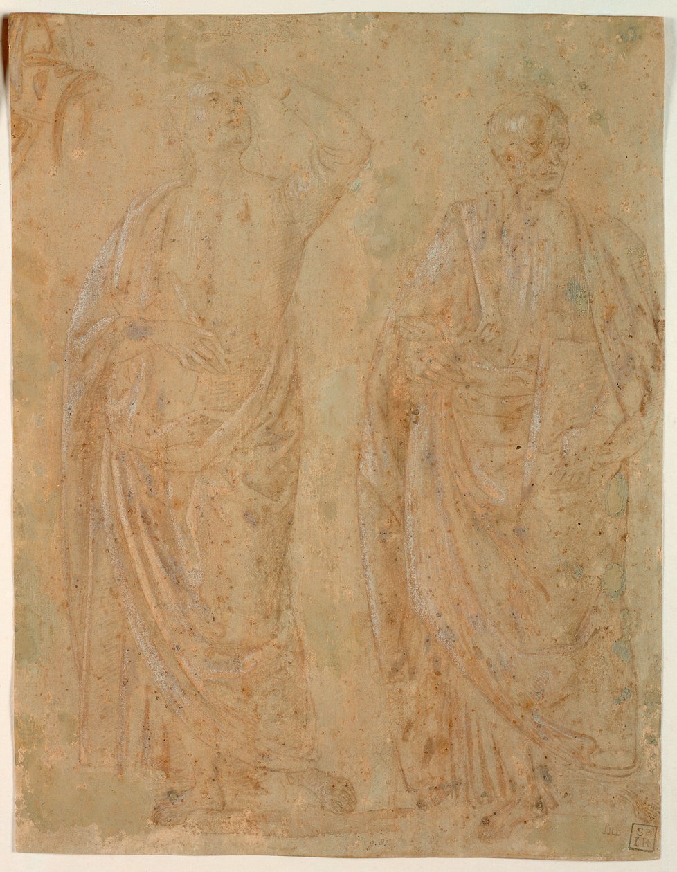 To stående draperte mannsfigurer av Perugino