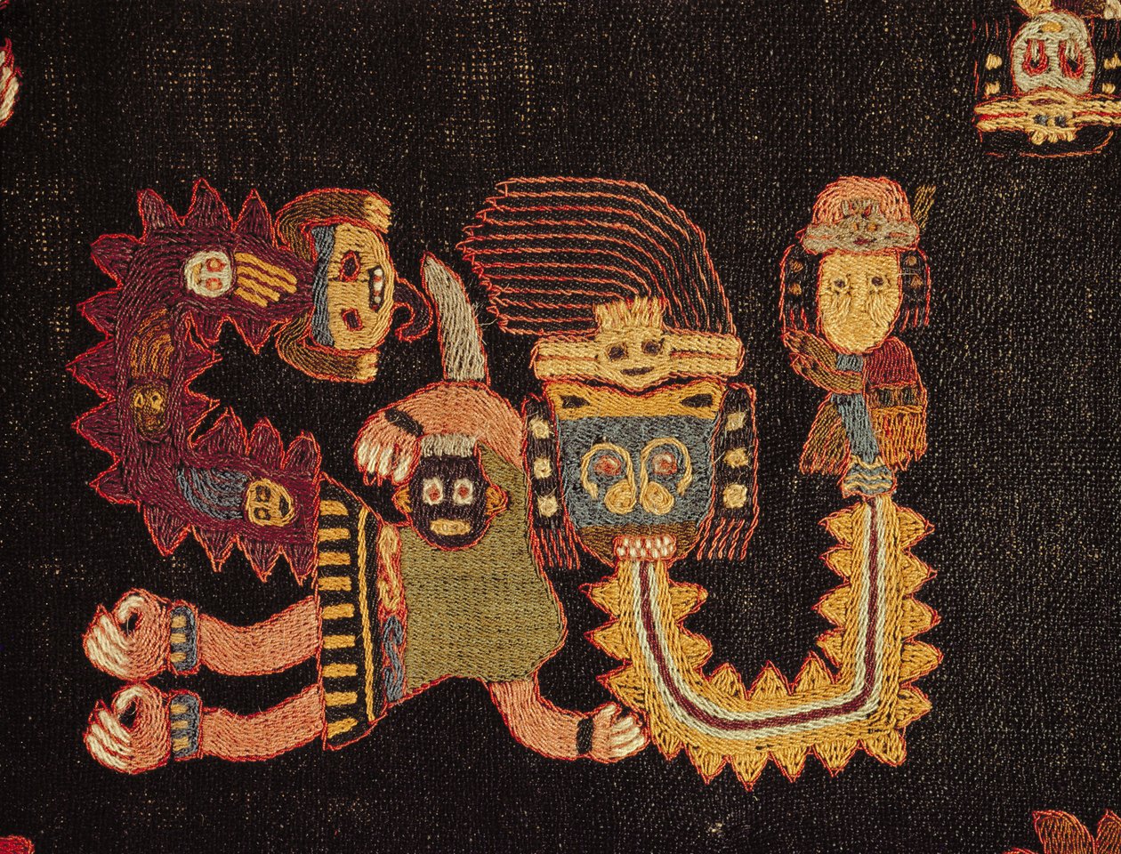 Detalj av gravduk, Paracas-stammen av Peruvian School
