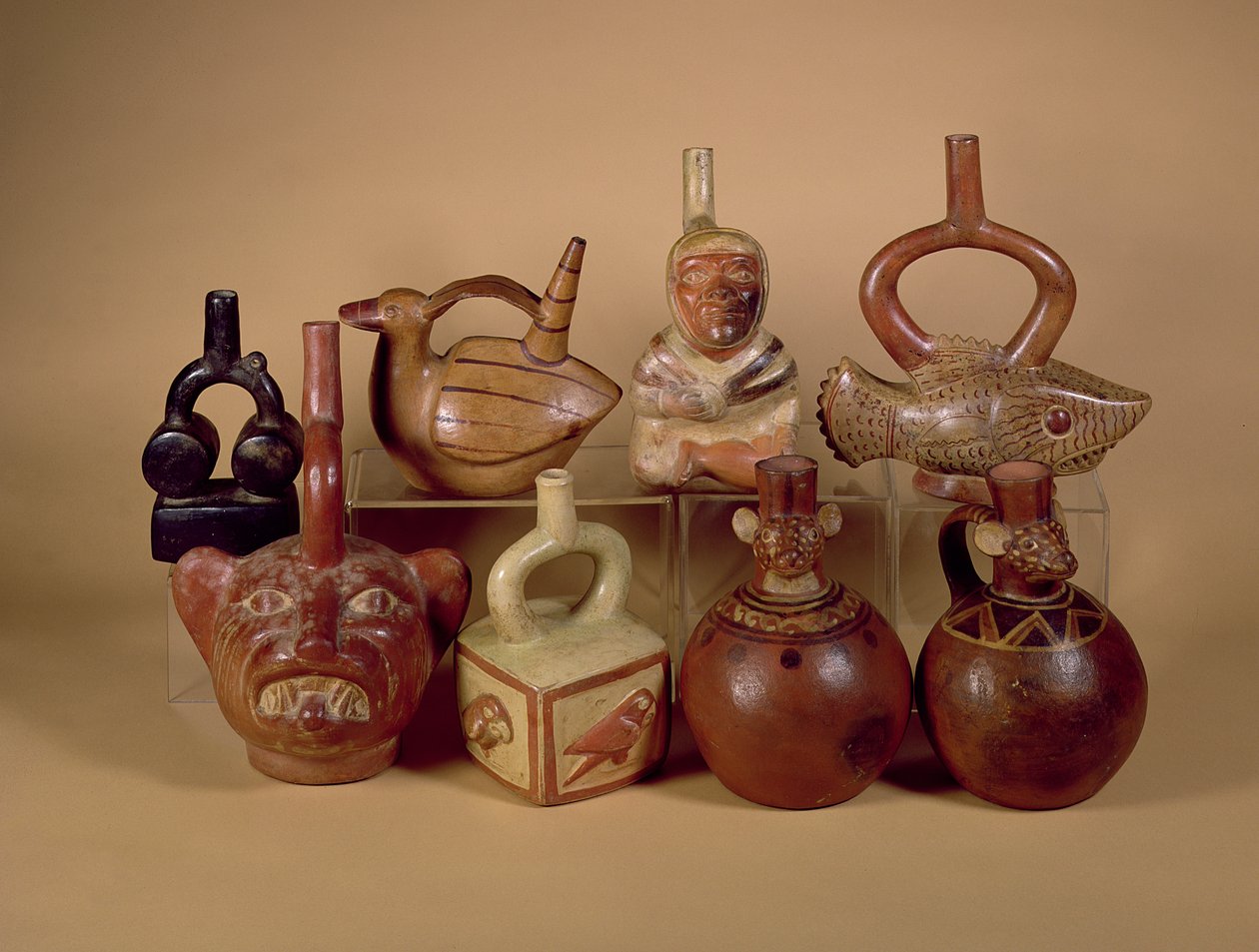 Mochica Stirrup Vessels, ca. 100-400 AD (keramikk) av Peruvian School