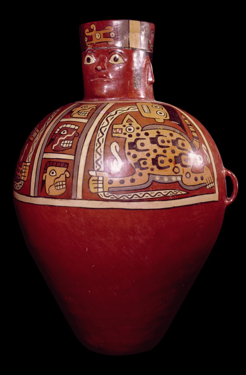 Seremoniell polykrom krukke, Rukana-stil, La Victoria, Churunga, Cuenca de Ocona (keramikk) av Peruvian School