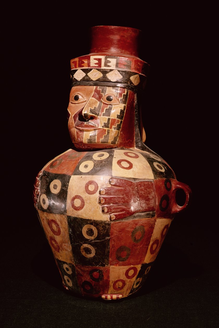 Effigy krukke, Coastal Tiahuanaco stil, Fundo Pacheco, Rio Grande de Nazca, Peru (keramikk) av Peruvian School