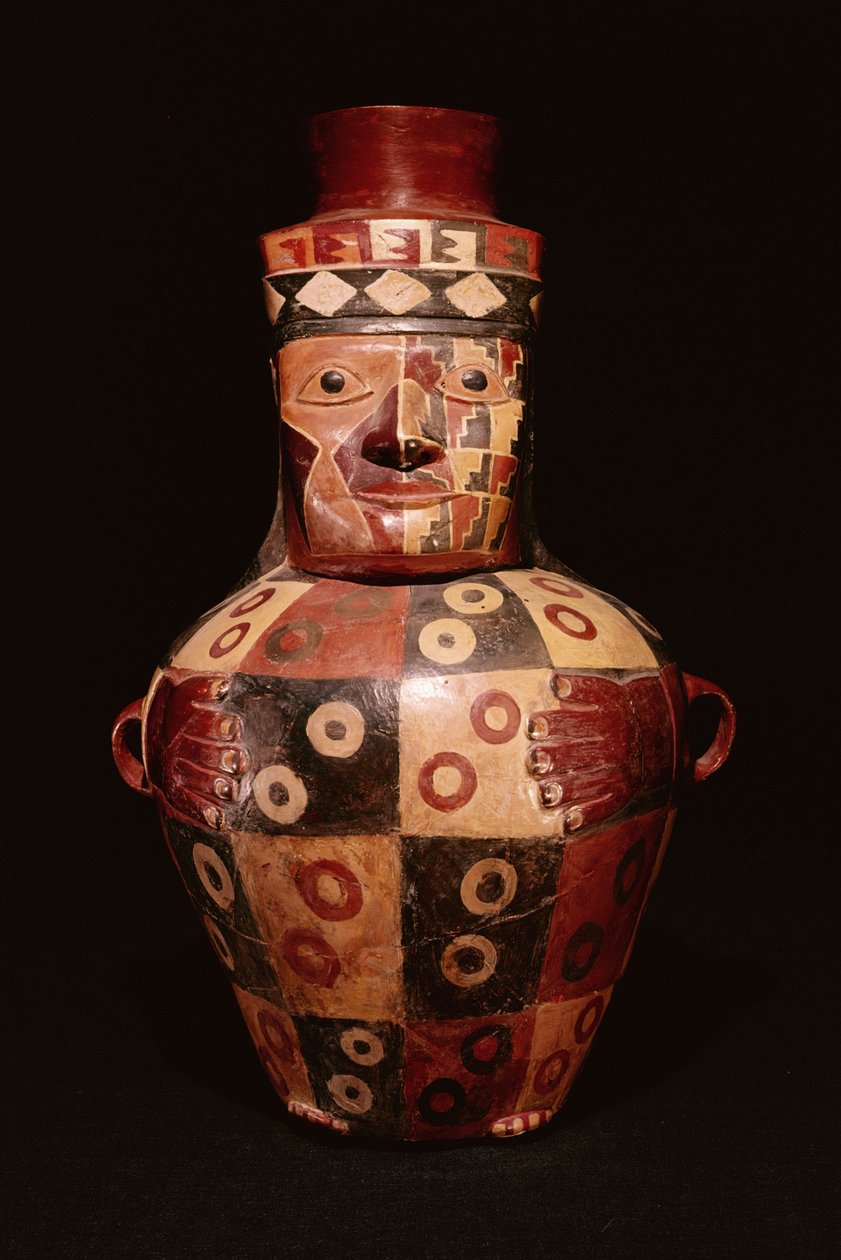 Effigy krukke, Coastal Tiahuanaco stil, Fundo Pacheco, Rio Grande de Nazca, Peru (keramikk) av Peruvian School