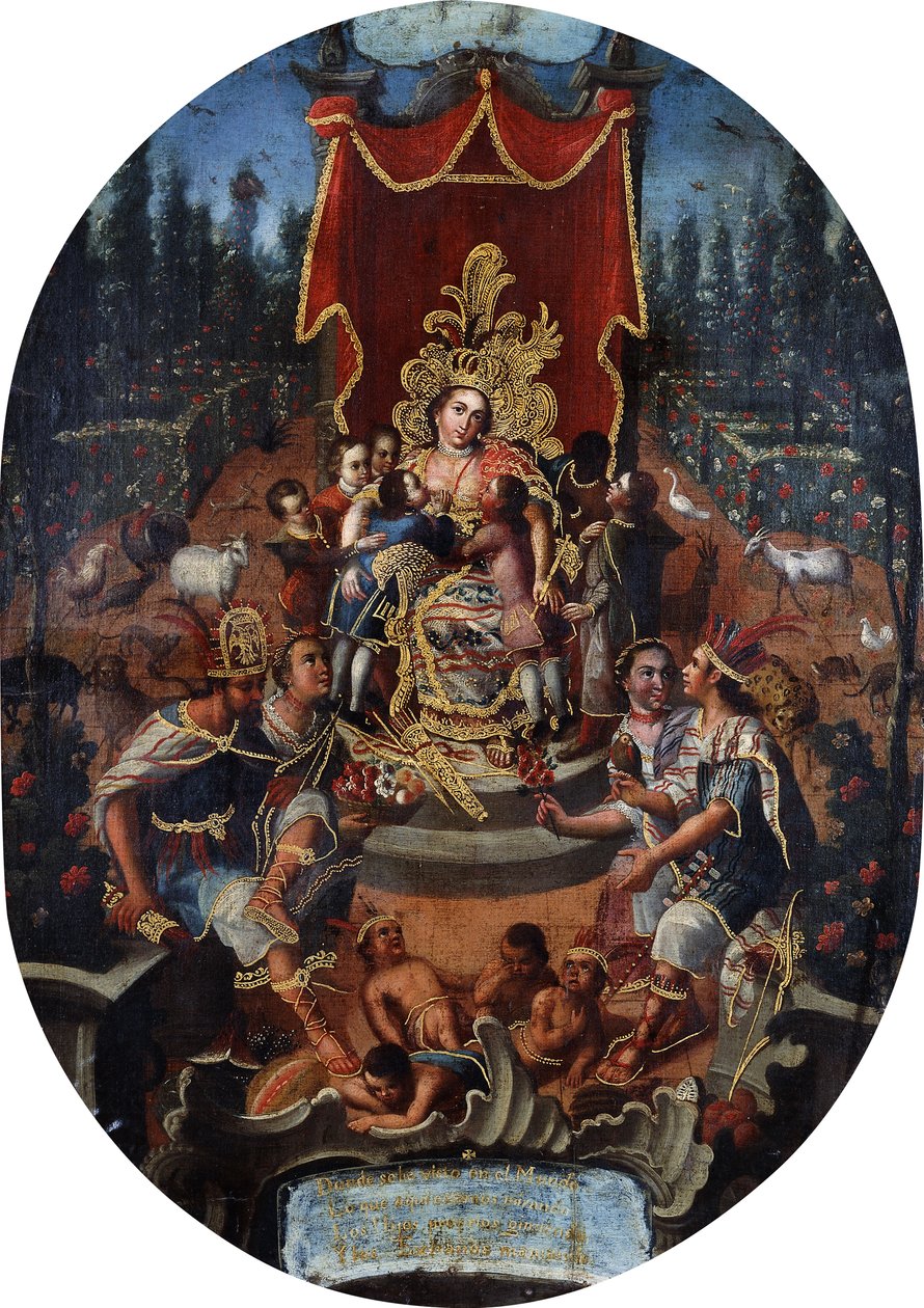 America Nursing Spanish Noble Boys, ca. 1770 av Peruvian School