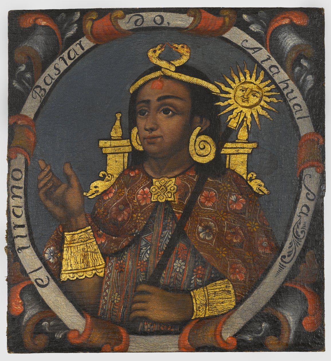 Atahualpa (ca. 1502-33) 14. og siste inkakonge, midten av 1700-tallet av Peruvian School