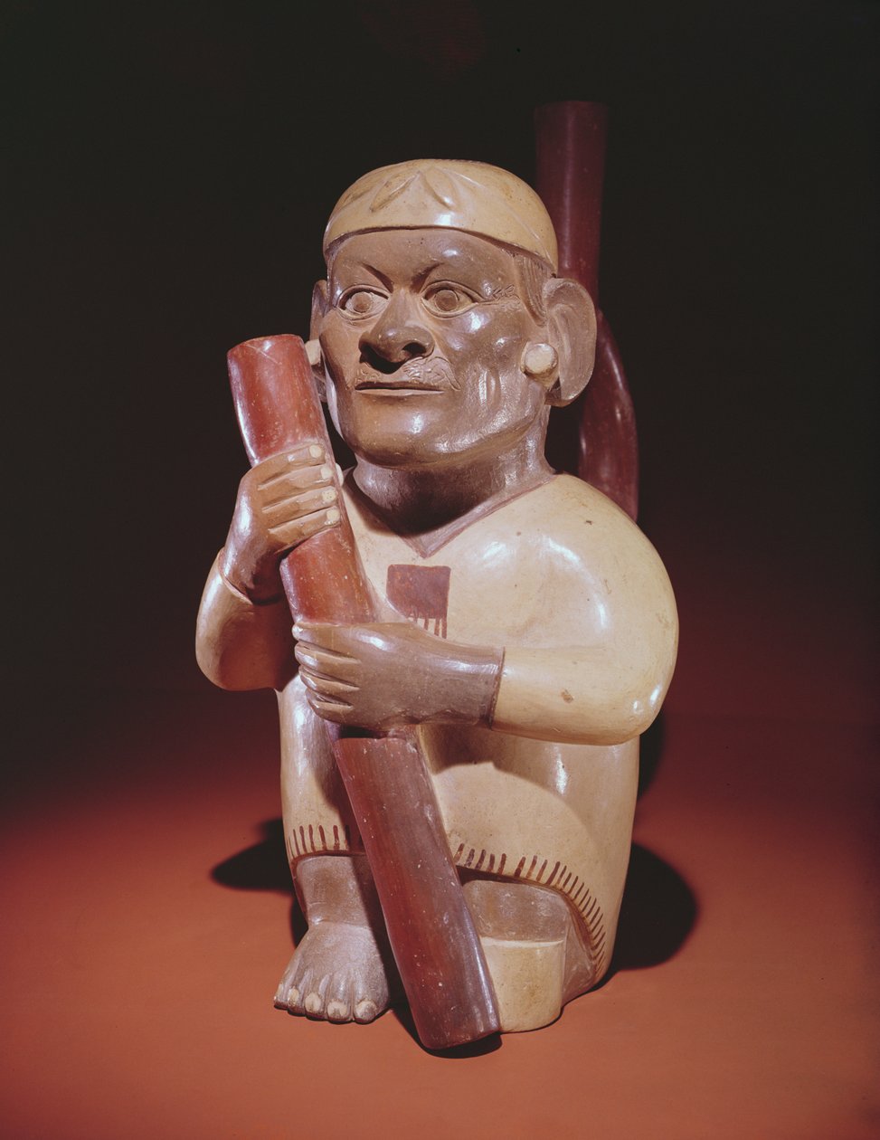 Sittende enbeint mann, Mochica Culture (keramikk) av Peruvian School