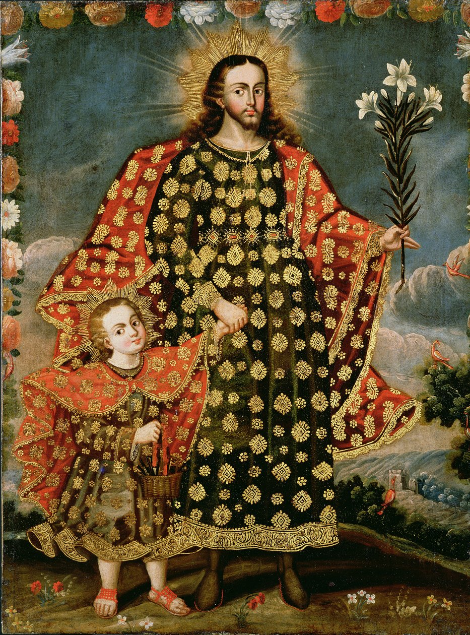 St. Joseph and the Christ Child, slutten av 1600-tallet - begynnelsen av 1700-tallet av Peruvian School