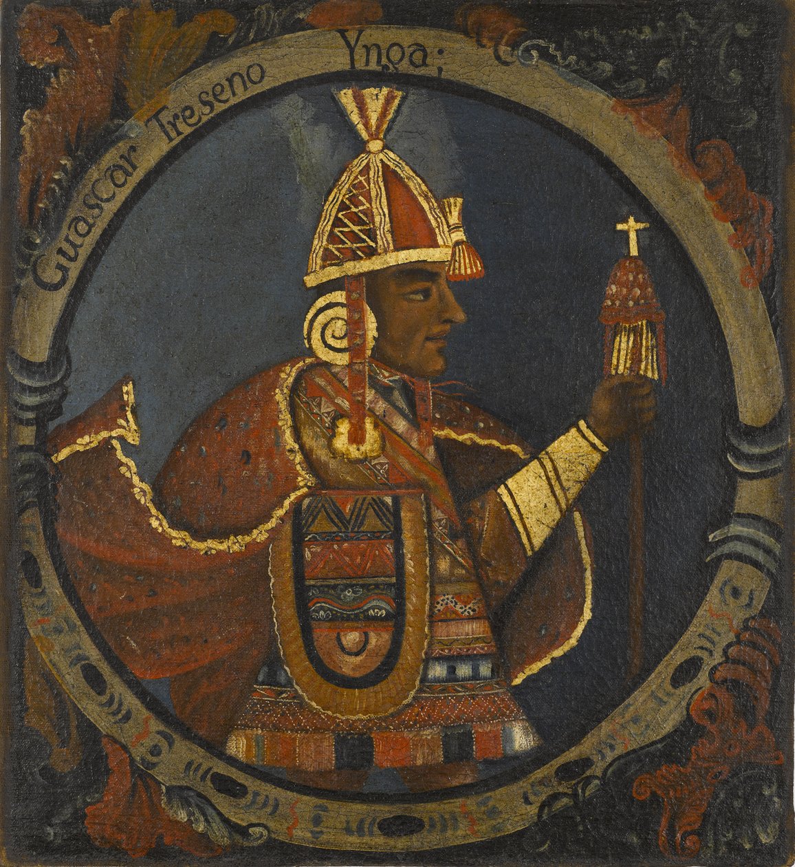 Tupac Cusi Hualpa (Huascar) 13. inkakonge, midten av 1700-tallet av Peruvian School
