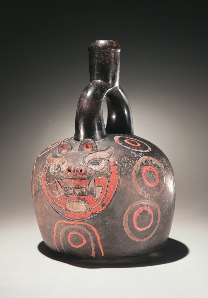 Fartøy med puma, Chavin Culture, ca. 90 f.Kr. (keramikk) av Peruvian School