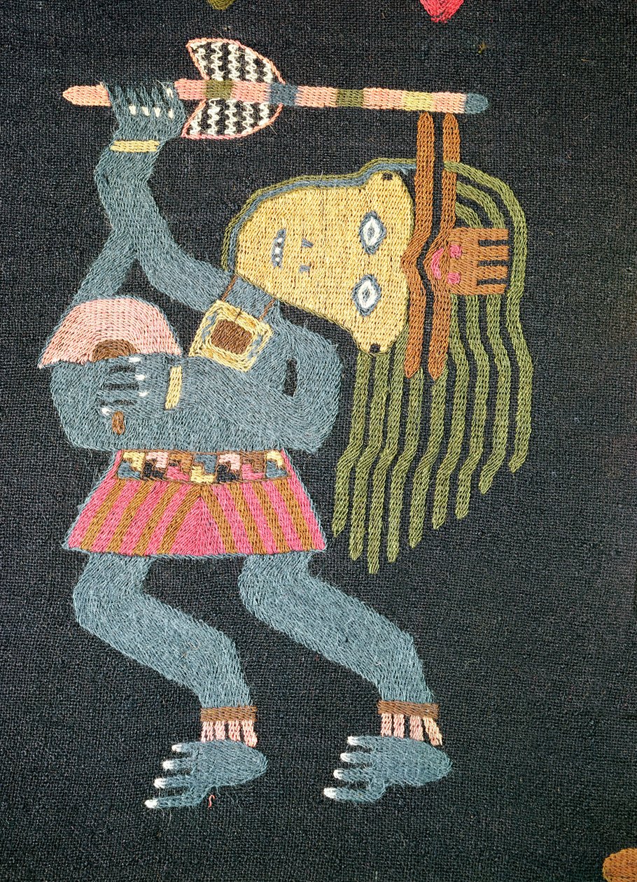Vevd ulldanser med stafettpinnen, Paracas-stamme (tekstil) (se også 231826) av Peruvian School