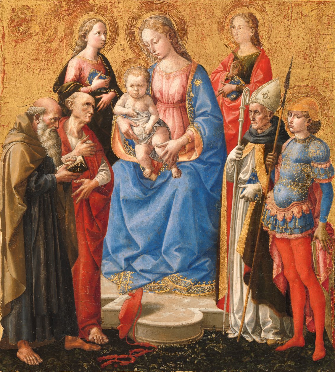 Madonna og barn med seks hellige, slutten av 1440-tallet. av Pesello Peselli