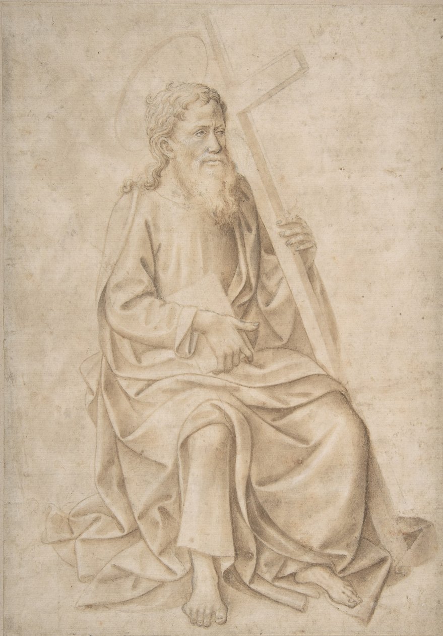Saint Philip sittende, holder en bok og et kors, 1422-57. av Pesello Peselli