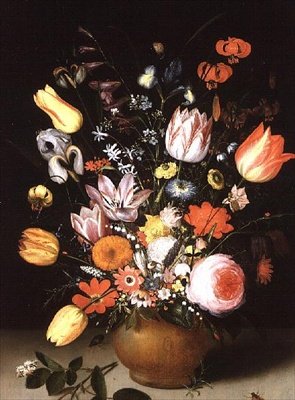Stilleben med vårblomster på en avsats, 1615 av Peter Binoit