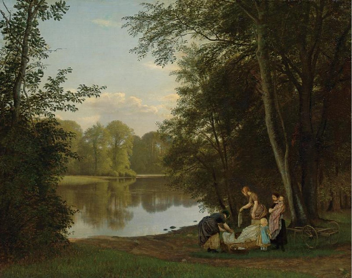 Landsbydam ved Hellebaek av Peter Christian Skovgaard