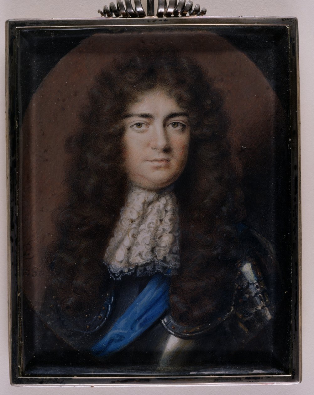 Portrettminiatyr av Christopher Monck, 2. hertug av Albemarle (1653-88) 1680 (wc på vellum) av Peter Cross