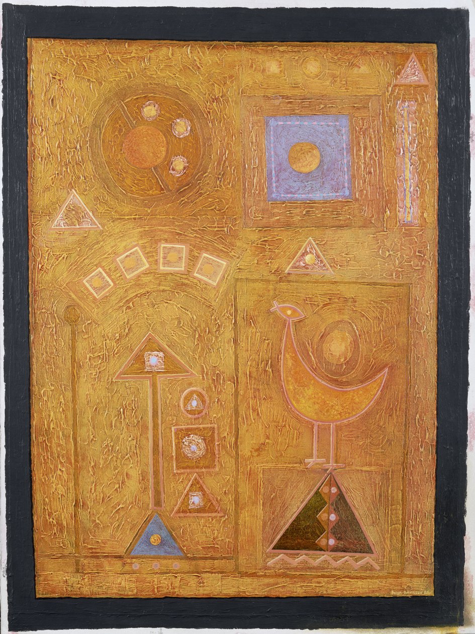Bird Call to the Sun, 1986 (akryl på papir) av Peter Davidson