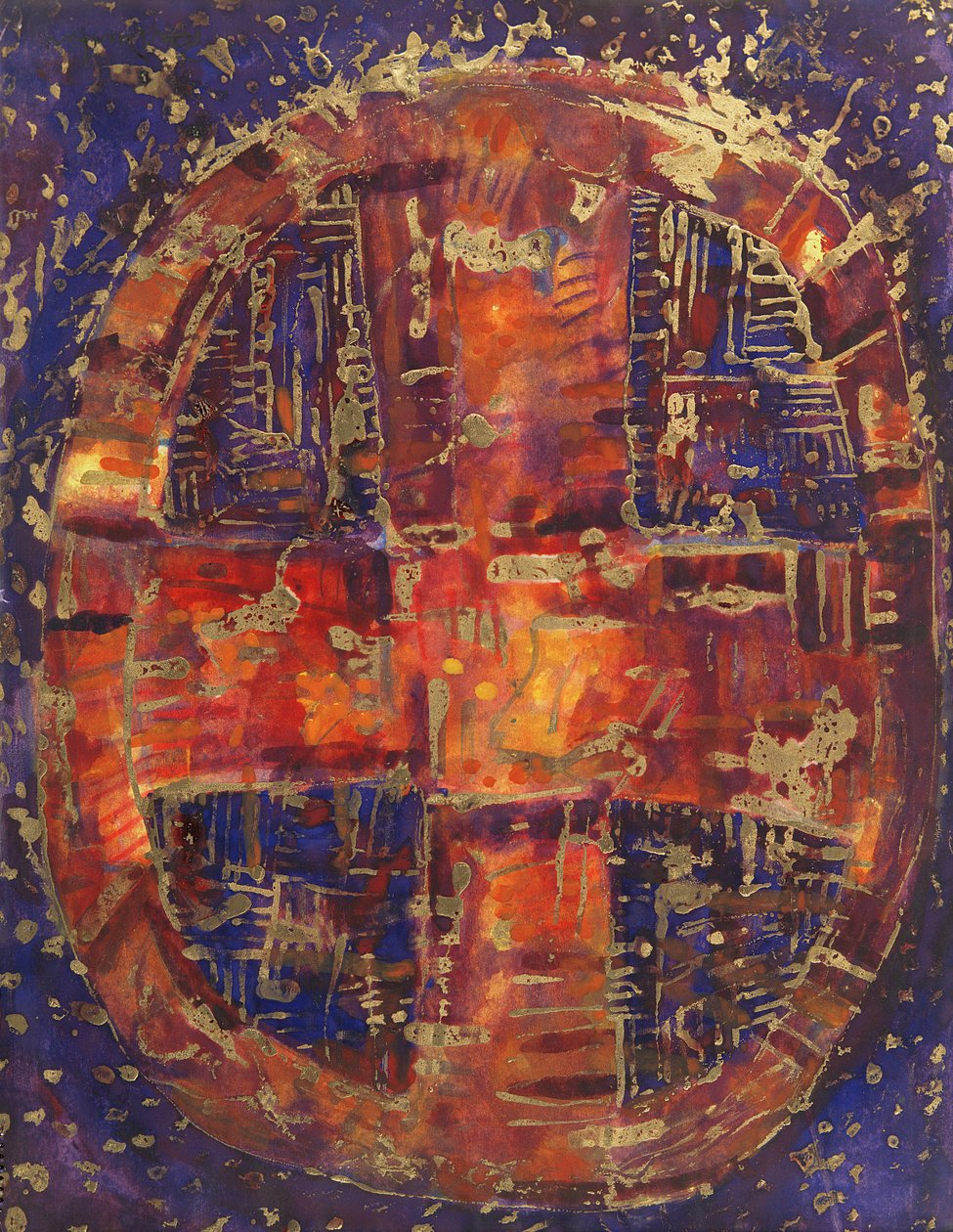Celtic Cross, 1990 (blandet media på papir) av Peter Davidson