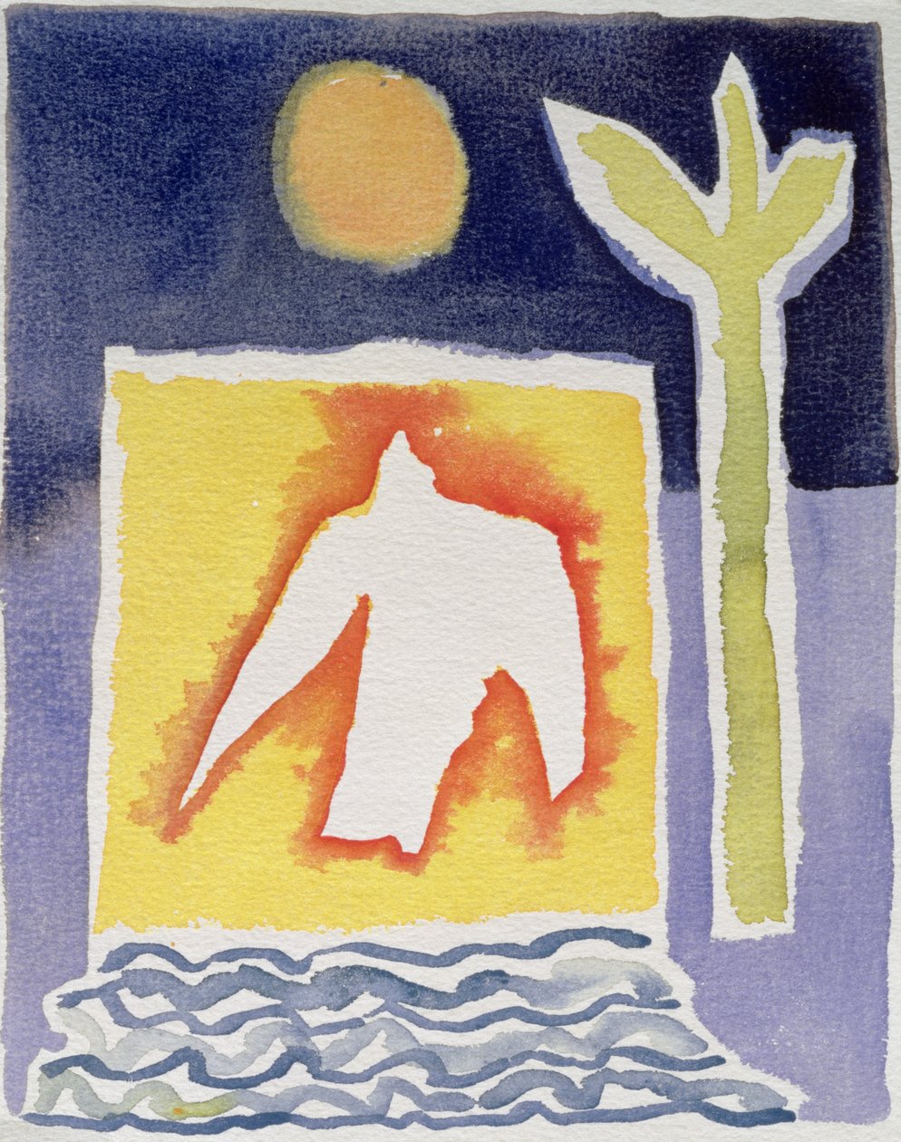 Tree, Sun and Rising Bird, 1989 (wc) av Peter Davidson